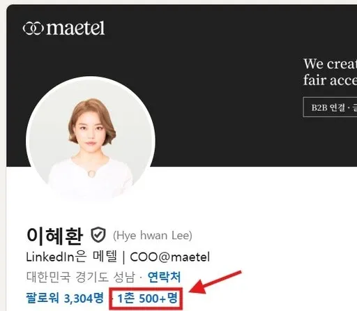메텔 COO 이혜환님 링크드인